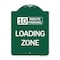 Signmission 10 Minute Parking Loading Zone, Green & White Aluminum Architectural Sign, 18" x 24", GW-1824-24643 A-DES-GW-1824-24643 - alternate 1